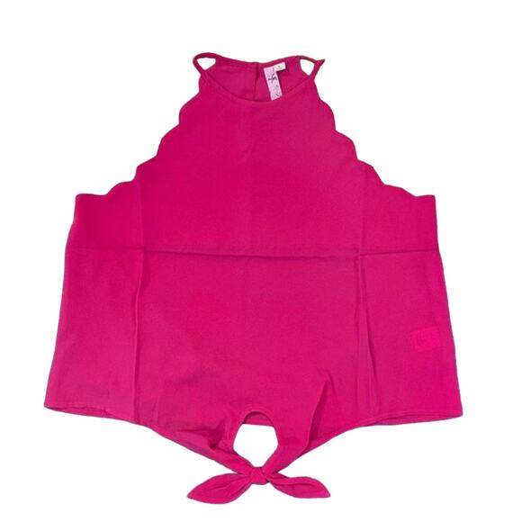 NWT Francesca's Alya Fuchsia Pink Scallop Sleeves Front Tie Tank Top - SIZE S - Picture 2 of 9